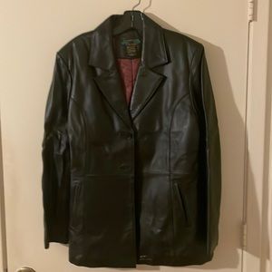 Women black leather jacket